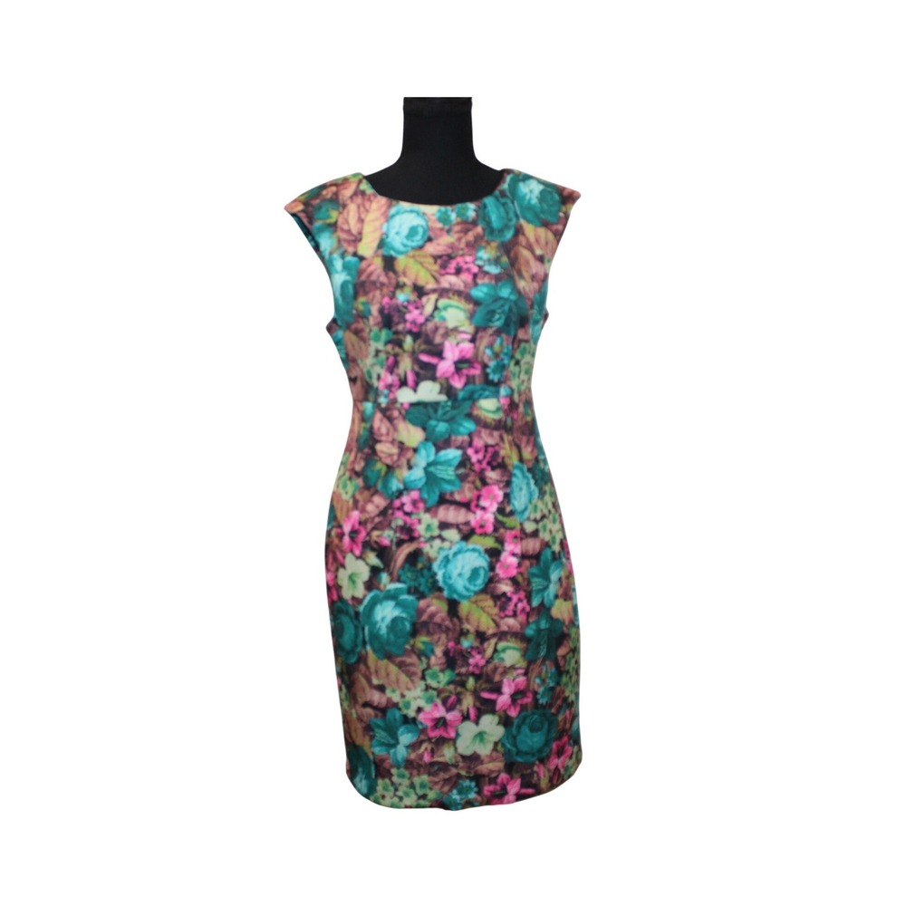 Darling Floral Tapestry Print Retro Sheath Dress Mid Centrury Modern 60s Small